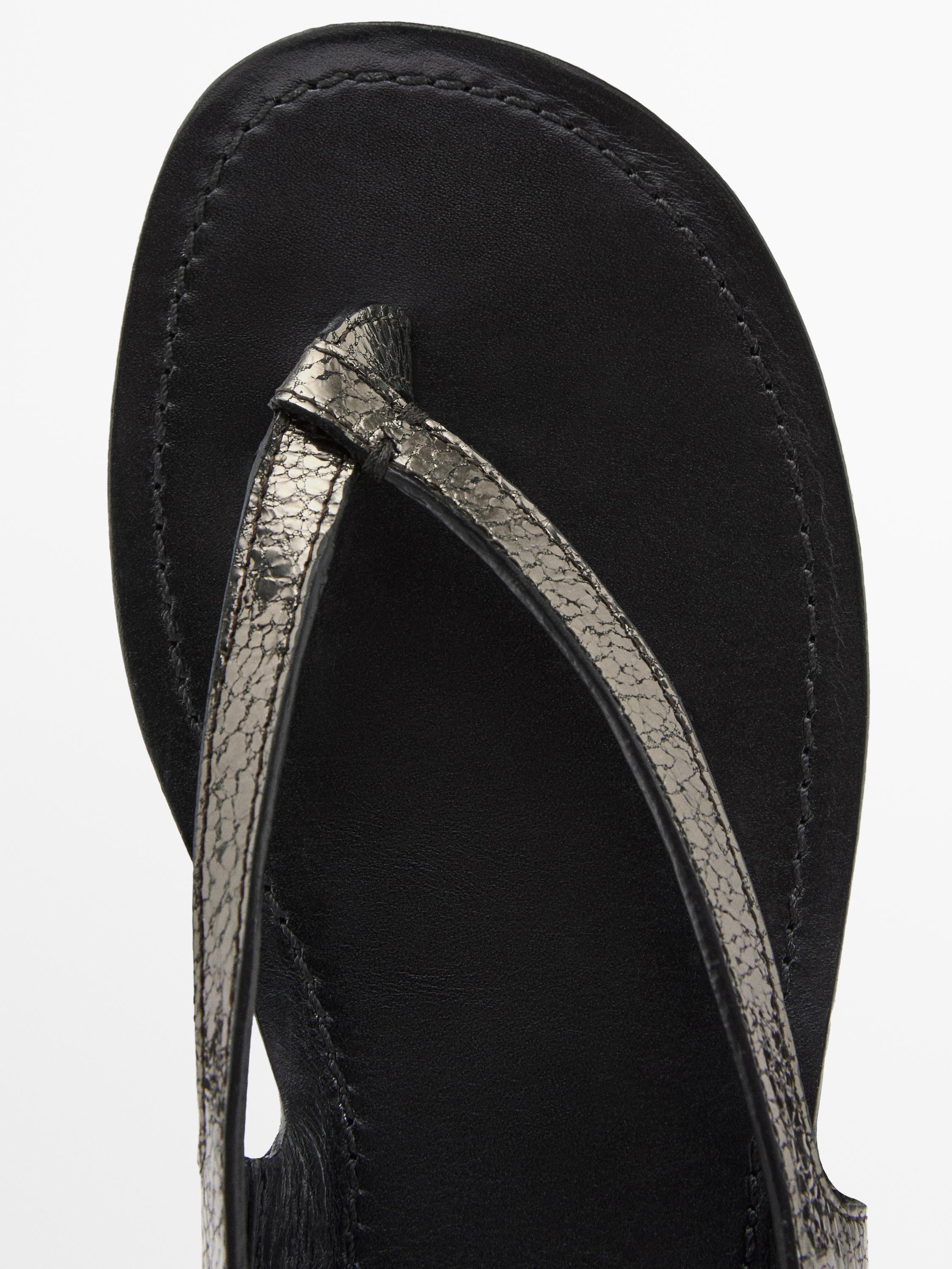 Metallic flat sandals